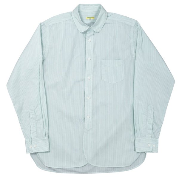 画像1: 【7月納品予定】 WORKERS  ワーカーズ  Round Collar Shirt, Green Stripe Poplin 