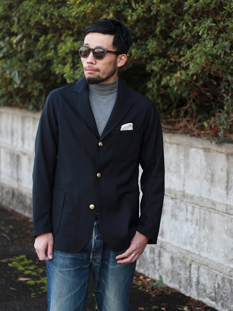 WORKERS ワーカーズ Lounge Blazer Dark Navy Wool Tropical Qurious